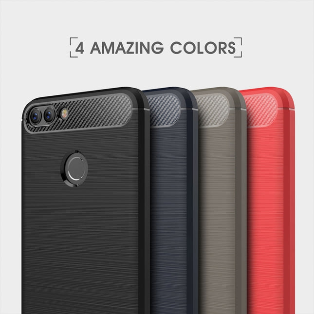 For Huawei  P smart / Enjoy 7S Brushed Texture Carbon Fiber Shockproof TPU Protective Back Case