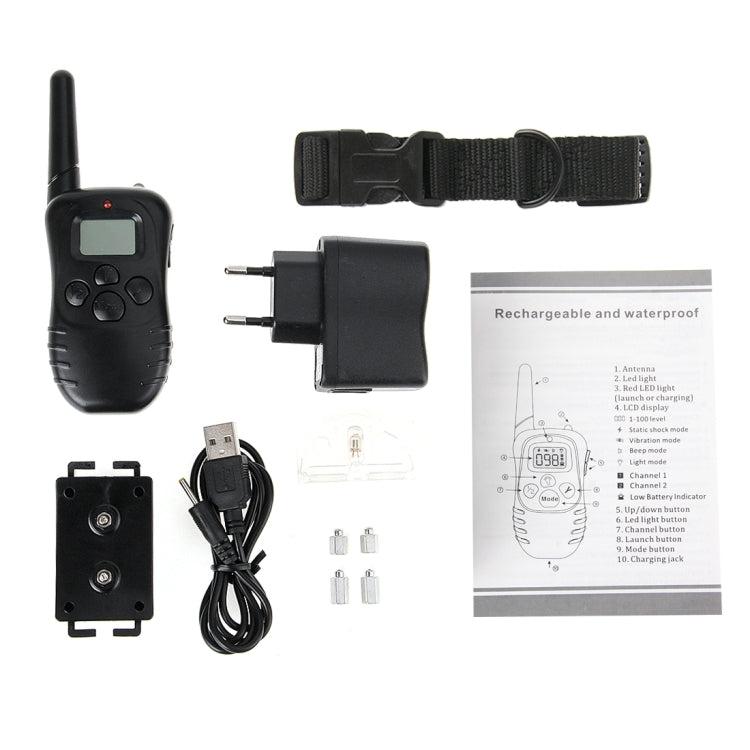 Rechargeable and Waterproof 300m Remote Pet Dog Training Collar with LCD display