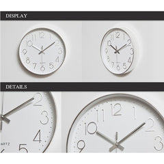 Home Office Room Modern Silent Non Ticking 12 inch Round Decorative Wall Quartz Clock
