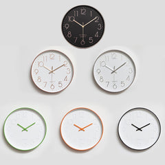 Home Office Room Modern Silent Non Ticking 12 inch Round Decorative Wall Quartz Clock