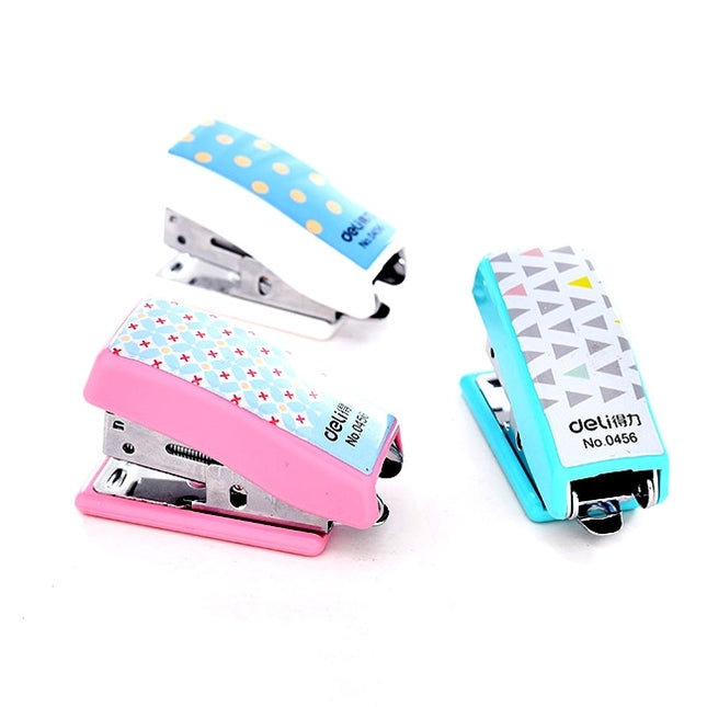 Deli Creative Stationery Geometry Stapler Colorful Fashion Stapler School Office Supplies Small, Size: 4.9*2.2cm, Random Color Delivery, 4.9x2.2cm