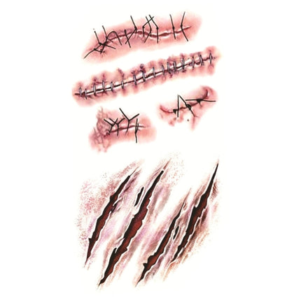 10pcs S-165 Halloween Terror Wound Realistic Scratches Injury Scar Temporary Tattoo Sticker