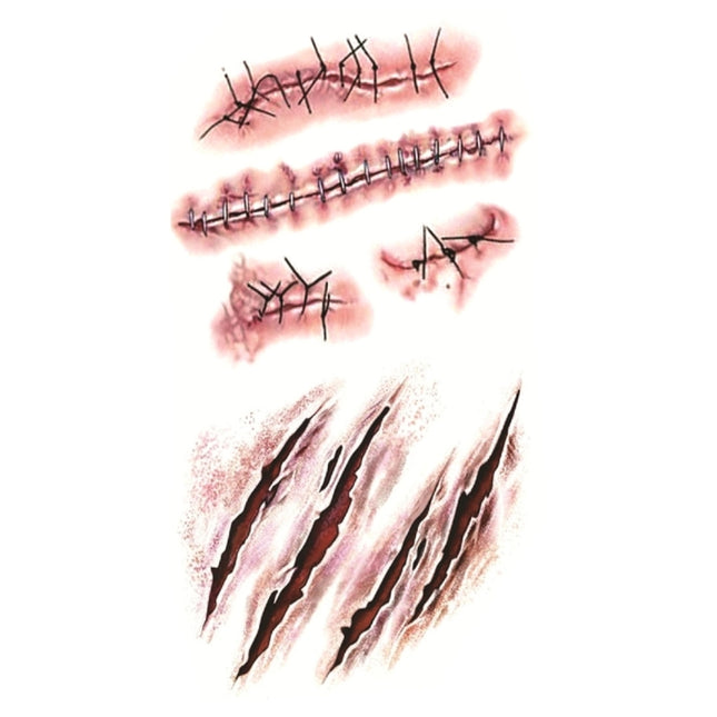 10pcs S-165 Halloween Terror Wound Realistic Scratches Injury Scar Temporary Tattoo Sticker