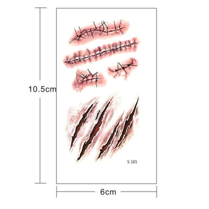 10pcs S-165 Halloween Terror Wound Realistic Scratches Injury Scar Temporary Tattoo Sticker