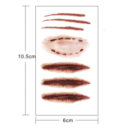 10pcs S-250 Halloween Terror Realistic Scratches Wound Injury Scar Temporary Tattoo Sticker, S-250/10pcs