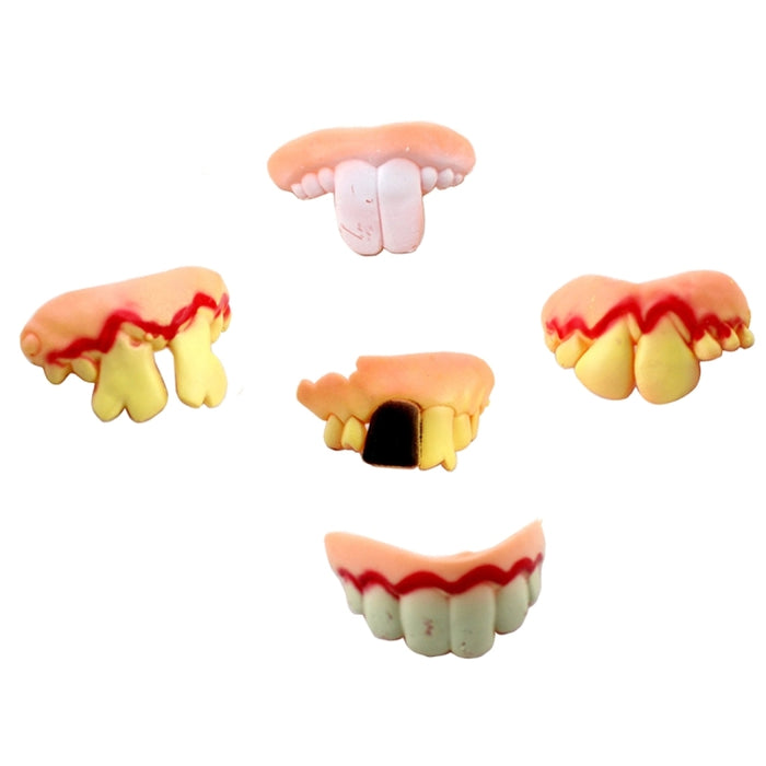 5 PCS Halloween Prank Funny Various Modelling Entire Scary Bucktooth Dentures Teeth Braces for Party Club, Random Style Delivery, 5 PCS