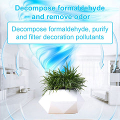 Dark Color Stripe Flower Pot + Imitation Ceramic Resin Base Magnetic Levitation Potted Plant Home Decoration, EU Plug