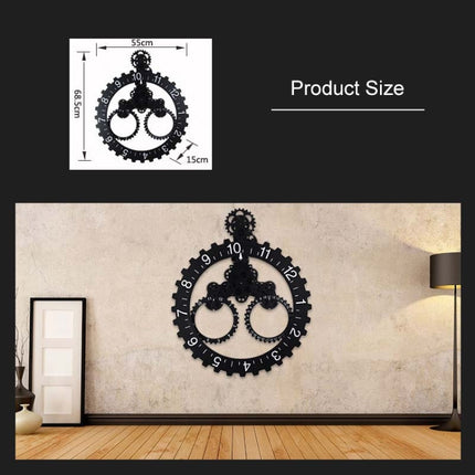 Home Simple European Style Triangular Mechanical Gears Wall Clock