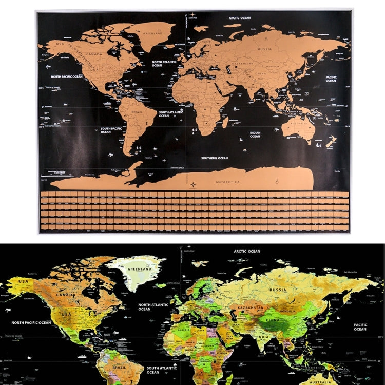 School Teaching Office Supplies Scratch World Map with National Flags, Size: 82.6 x 59.5cm, With Flags