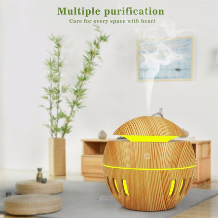 Wood Grain USB Hollowed-out Humidifier Seven Color Aromatherapy Lamp Automatic Alcohol Sprayer with Remote Control(Sky Blue), HC0372A, HC0372B, HC0372C, HC0372D, HC0372F, HC0372G, HC0372H, HC0372I, HC0372J, HC0372K