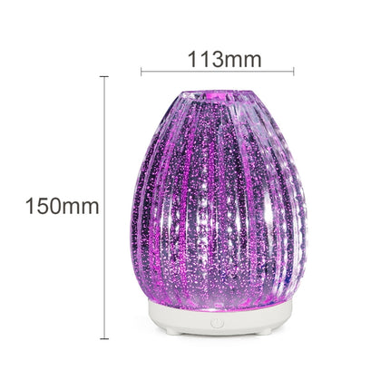 100ml Creative Vase Shape Aromatherapy Machine 3D Glass Humidifier Automatic Alcohol Sprayer with Colorful LED Lamp, 3D Glass Humidifier