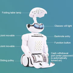 Multi-function Robot Piggy Bank Desk Lamp Code Money Box for Children, Robot Bank