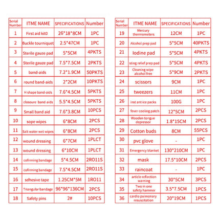 234 In 1 Portable Home Outdoor Emergency Supplies Kit Survival Rescue Box, 26x18x8cm (Green), 26x18x8cm (Red)