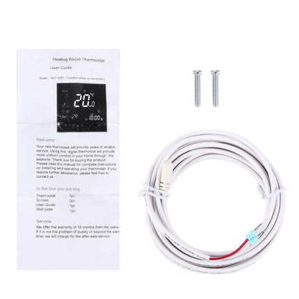 BHT-3001 16A Load Electronic Heating Type LCD Digital Heating Room Thermostat with Sensor, Display Clock / Temperature  / Time / Week / Heat etc., BHT-3001 16A (Black), BHT-3001 16A (White)