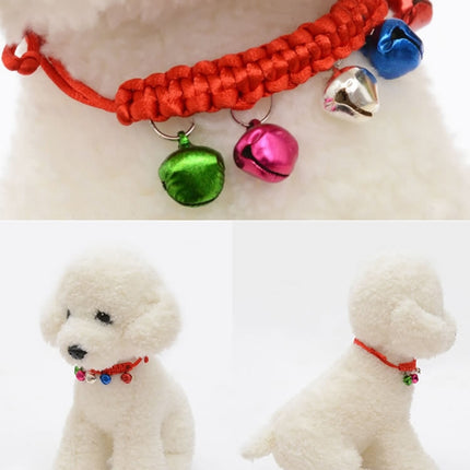 10 PCS Hand-Woven Adjustable Pet Bell Collars, Adjustable Perimeter: 18-32cm, Random Color Delivery