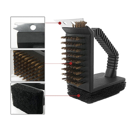 Outdoor Barbecue Cleaning Brush Camping Picnic BBQ Copper Wire Grill Three In One Right Angle Copper Wire Triangular Brush, BBQ Copper Brush