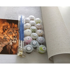 DIY Creative Paint By Numbers Oil Painting Lion Couple Art Painting without Framework, Size: 40*50 cm, Lion Couple Art Painting