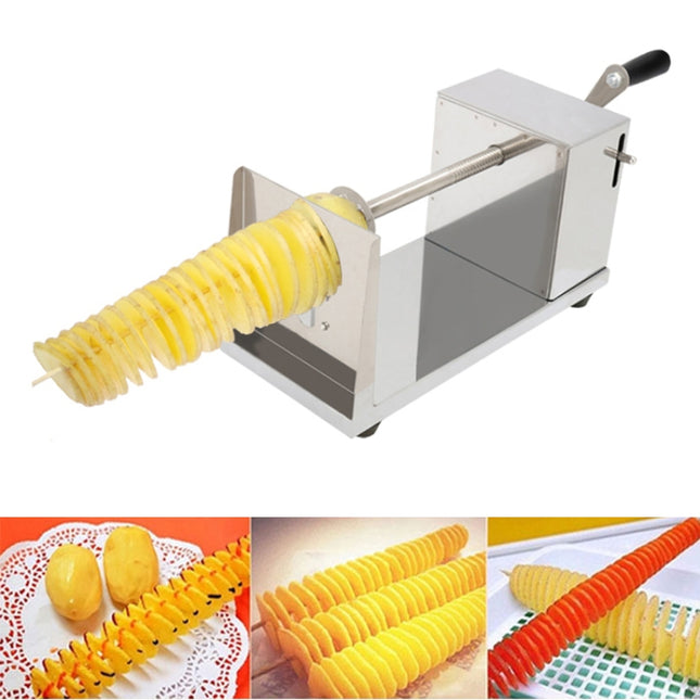 Stainless Steel Manual Spiral Tornado Tower Hand Shake Potato Rotary Chips Twister Slicer Cutter
