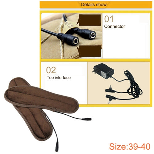 Lithium Battery Powered & Rechargeable Heated Insoles Keep Feet Warm Pad, Keep Warm 8-9 hours, Size: 39-40 yard