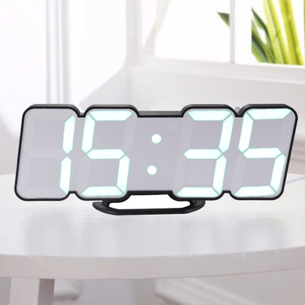 Modern 3D LED Sound Control Colorful Digital Alarm Clock Adjust Brightness Electronic Wall Glowing Hanging Clock with Remote Control