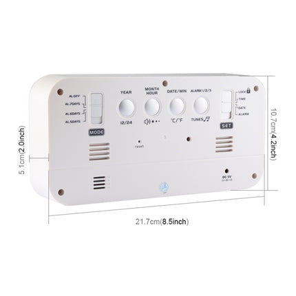 Multi-functional Large Screen LED Digital Music Alarm Clock with Time / Week / Temperature / Calendar Display & Remote Control, DC 5V