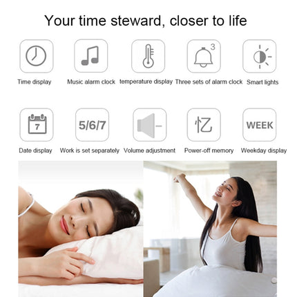 Multi-functional Large Screen LED Digital Music Alarm Clock with Time / Week / Temperature / Calendar Display & Remote Control, DC 5V
