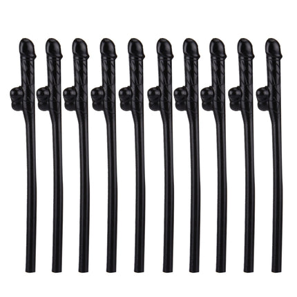 10 PCS Dicky Sipping Straw, Length: about 19cm, Dicky Sipping Straw(Black)