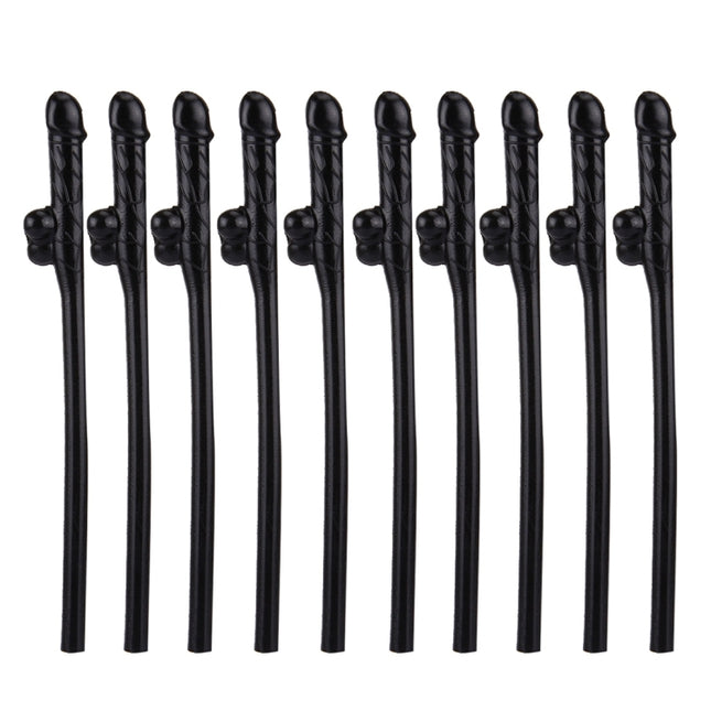 10 PCS Dicky Sipping Straw, Length: about 19cm, Dicky Sipping Straw(Black)