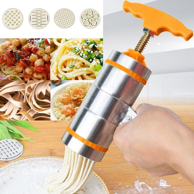 4 Molds Household Manually Small Stainless Steel Pressing Style Handhold Noodle Machine, 4 Molds