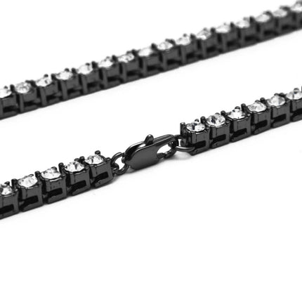 Mens Hip Hop Punk 1 Row Crystal Inlaid Alloy Necklace Chain, Size: 20 inch