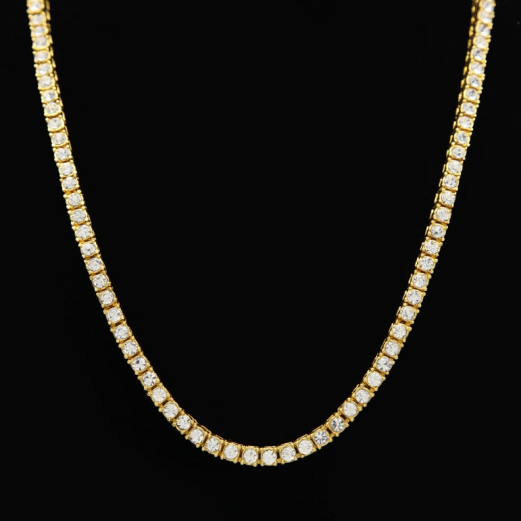 Mens Hip Hop Punk 1 Row Crystal Inlaid Alloy Necklace Chain, Size: 20 inch