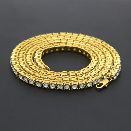 Mens Hip Hop Punk 1 Row Crystal Inlaid Alloy Necklace Chain, Size: 20 inch, Size: 20 inch