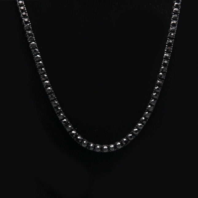 Mens Hip Hop Punk Single Row Crystal Inlaid Alloy Chain Necklace, Size: 24 inch, Size: 24 inch