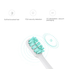 3 PCS Original Xiaomi Mijia Regular Replacement Brush Heads for Xiaomi Ultrasonic Electric Toothbrush (HC6109), Brush Heads Green