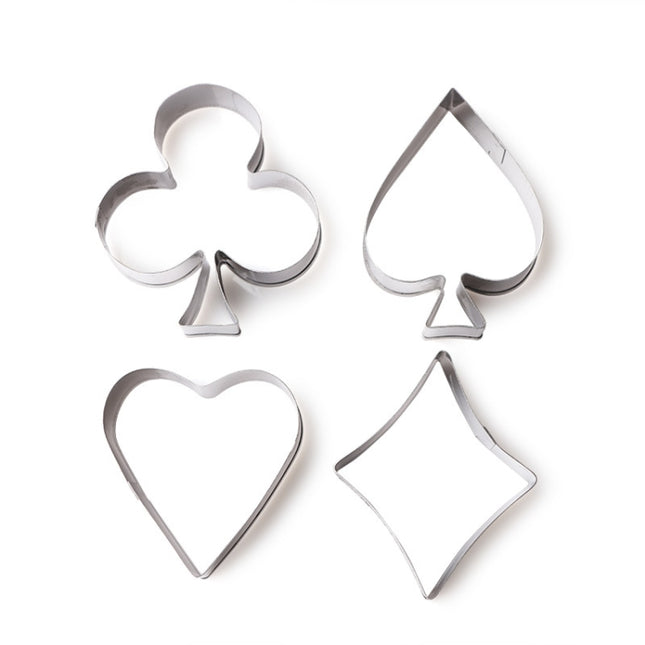 3 Sets Stainless Steel Poker Cookie Mold Playing Cards Cake Fondant Mold Spade Heart Biscuit Cutter, 3 Sets