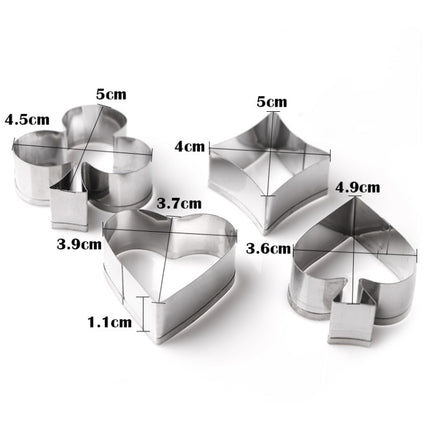 3 Sets Stainless Steel Poker Cookie Mold Playing Cards Cake Fondant Mold Spade Heart Biscuit Cutter, 3 Sets