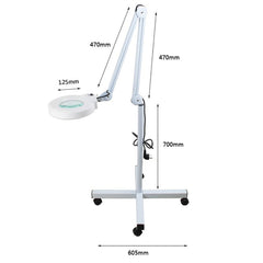 5X Foldable Swing Arm Desk Table Mount Magnifier with Lamp Light for Facial Tattoo Eyebrow Nail Salon Beauty, Cool White Light