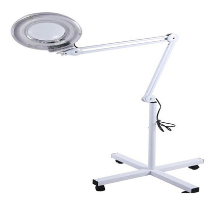 5X Foldable Swing Arm Desk Table Mount Magnifier with Lamp Light for Facial Tattoo Eyebrow Nail Salon Beauty, Cool White Light