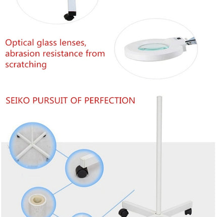 5X Foldable Swing Arm Desk Table Mount Magnifier with Lamp Light for Facial Tattoo Eyebrow Nail Salon Beauty, Cool White Light