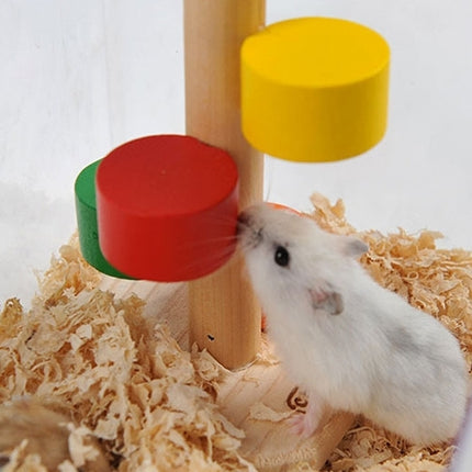 Pet Natural Wood Hamster Colorful Scaling Step Ladder Platform Toy for Small Pets
