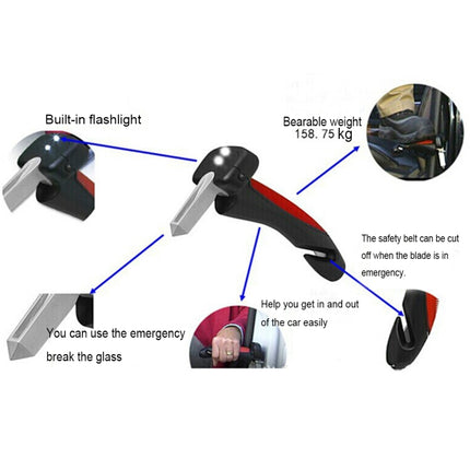 Car Cane Handle Portable Mobility Aid Flashlight Belt Cutter Glass Breaker Emergency Escape Tools