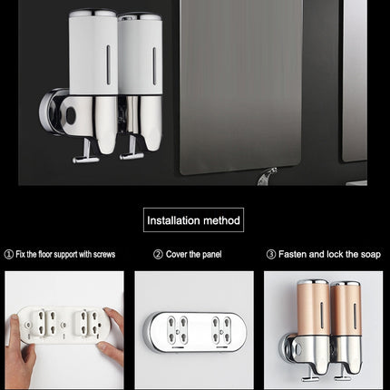 Dual Hotel Shower Manual Dispenser Wall Mounted Washing Liquid Shampoo Soap Bottle, Capacity: 1000ml, 1000ml/Gold, 1000ml/Transparent, 1000ml/White, 1000ml/Dark Red, 1000ml/Silver, 1000ml/Black