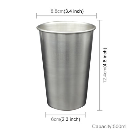 500ml Single Wall Electropolished Stainless Steel Curling Edge Beverage Cup With Rubber Circle Band And Cap, 500ml