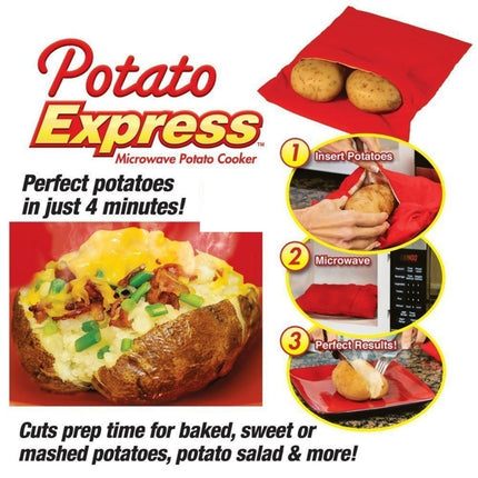 Washable Reusable Microwave Potato Cooker Bag (Cooks Up to 4 Potatoes At The Same Time), Size: 26.7*17.6cm, Potato Cooker Bag
