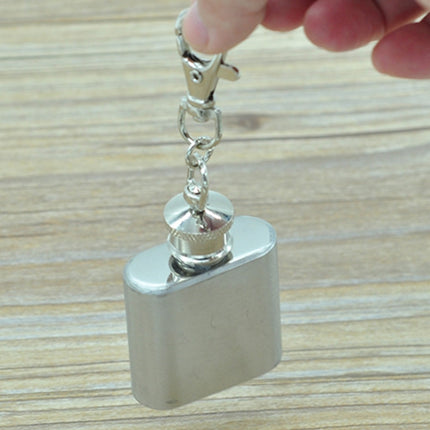 28mL(1oz)Cute Mini Portable Wine Jug Handy Stainless Steel Hip Flask with a Key Chain(Silver), 28mL(1oz)