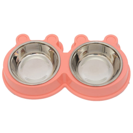 2 in 1 Stainless Steel  Bowls, Anti-slippery Mat Cartoon Shape Detachable Pets Bowls, Random Color Delivery