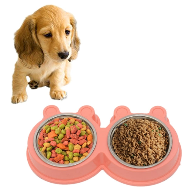 2 in 1 Stainless Steel  Bowls, Anti-slippery Mat Cartoon Shape Detachable Pets Bowls, Random Color Delivery, 2 in 1 Cartoon Shape Pets Bowls