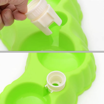 Pumpkin Shape Dog Cat Food Dish + Drinking Water Double Bowls with Automatic Water Dispenser, Size: S, Size: S  Green, Size: S  Magenta