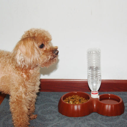 Pumpkin Shape Dog Cat Food Dish + Drinking Water Double Bowls with Automatic Water Dispenser, Size: S, Size: S  Green, Size: S  Magenta