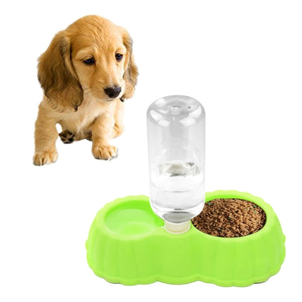 Pumpkin Shape Dog Cat Food Dish + Drinking Water Double Bowls with Automatic Water Dispenser, Size: S
